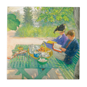 Azulejo De Cerâmica Leitura do feriado por Carl Larsson