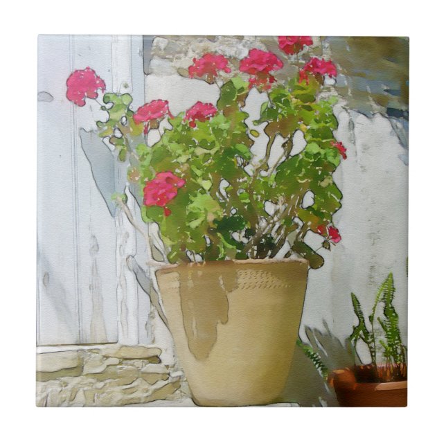 Azulejo De Cerâmica Leitura turca gerânio (Frente)