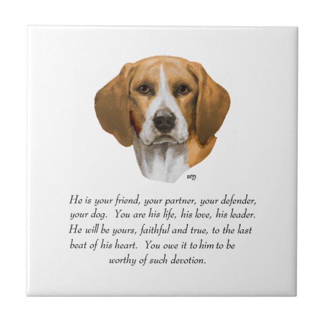 Azulejo De Cerâmica Lembrança de Beagle MACHO (Frente)