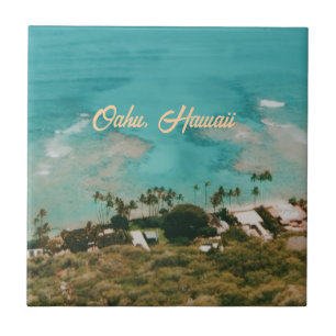 Azulejo De Cerâmica Lembrança de Viagem para Oahu Ilha do Havaí