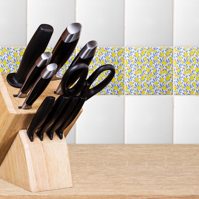 Azulejo De Cerâmica Lemons Blue Mediterranean (Criador carregado)