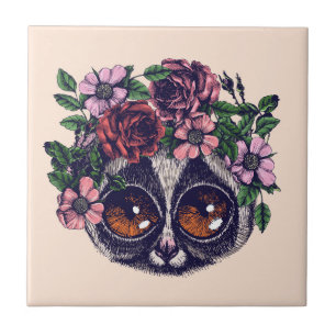 Azulejo De Cerâmica Lemur floral doce