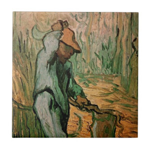 Azulejo De Cerâmica Lenhador (após Millet) por Vincent van Gogh