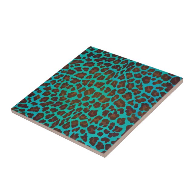 Azulejo De Cerâmica Leopard Brown e Teal Impressão (Lateral)