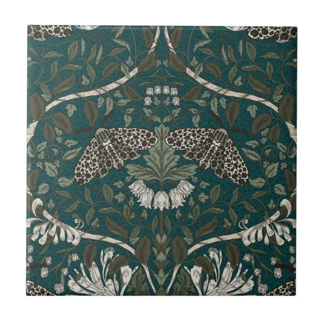 Azulejo De Cerâmica Leopard Moth e Honeysuckle Botanage (Frente)