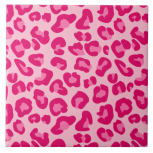 Azulejo De Cerâmica Leopard Print em Pastel Pink, Hot Pink e Fuchsia