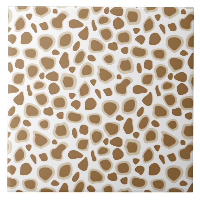 Azulejo De Cerâmica Leopard Print - Taupe Tan e White (Frente)