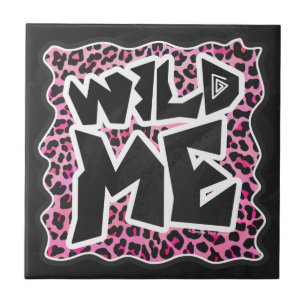 Azulejo De Cerâmica Leopard Wild Me Design preto e rosa quente