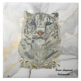 Azulejo De Cerâmica Leopardo-da-neve pintado com majestosa mão