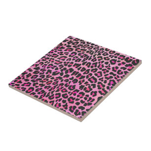 Azulejo De Cerâmica Leopardo, Impressão preto e rosa quente