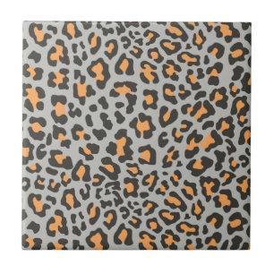 Azulejo De Cerâmica Leopardo Imprime Preto, Cinza, Laranja