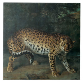 Azulejo De Cerâmica Leopardo (Leopardo feminino) (Jean-Baptiste Oudry)