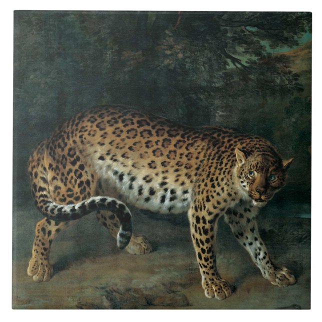 Azulejo De Cerâmica Leopardo (Leopardo feminino) (Jean-Baptiste Oudry) (Frente)