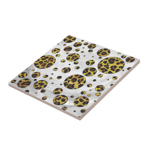 Azulejo De Cerâmica Leopardo Marrom e Amarelo com Bolinhas
