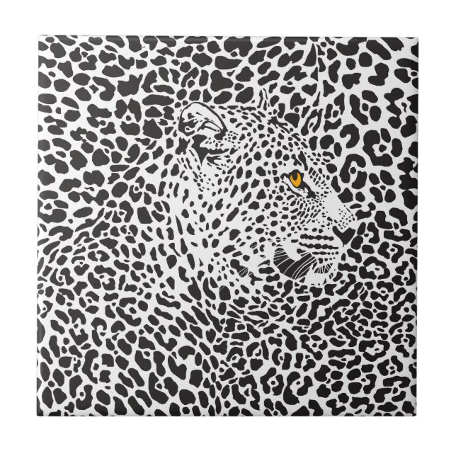 Azulejo De Cerâmica Leopardo Negro Em Manchas (Frente)