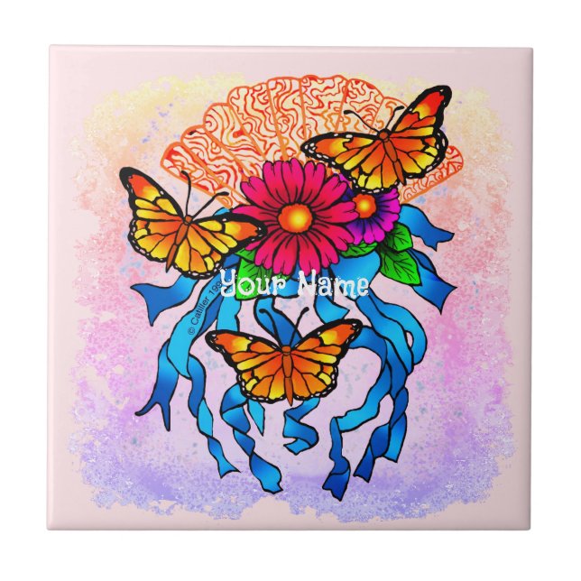 Azulejo De Cerâmica Leque de Flores  (Frente)