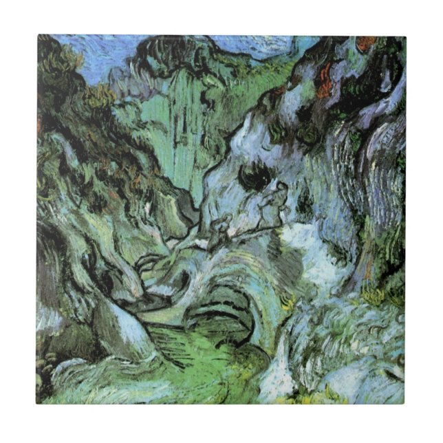 Azulejo De Cerâmica Les Peiroulets Ravine por Vincent van Gogh (Frente)