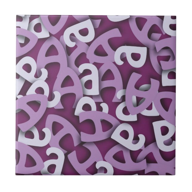 Azulejo De Cerâmica Letra A Purple (Frente)