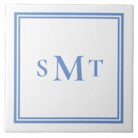 Letra azul e branca três letras monograma