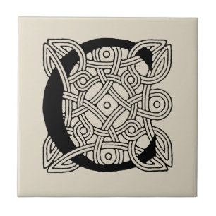 Azulejo De Cerâmica Letra C Vintage Celtic Knot Monograma