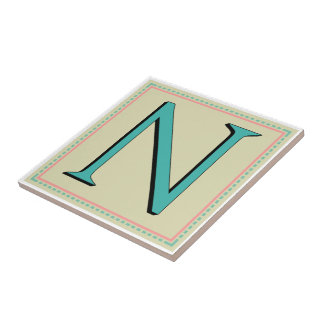 AZULEJO DE CERÂMICA  LETRA DO MONOGRAMA DE N