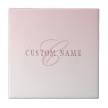 Azulejo De Cerâmica Letra Elegante e Monograma | Rosa Ombre<br><div class="desc">Design de monograma elegante com seu nome ou qualquer outro texto que você escolher!</div>