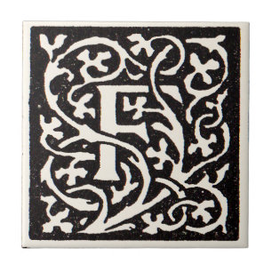 Azulejo De Cerâmica Letra F Art Nouveau Monograma Vintage