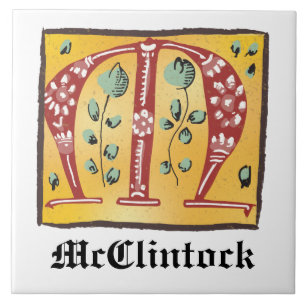 Azulejo De Cerâmica Letra Floral Iluminada Medieval M Monograma