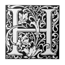 Letra H Monograma Medieval Arte Nova