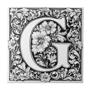 Azulejo De Cerâmica Letra iluminada medieval G
