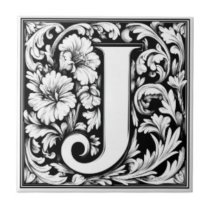 Azulejo De Cerâmica Letra Iluminada Medieval J