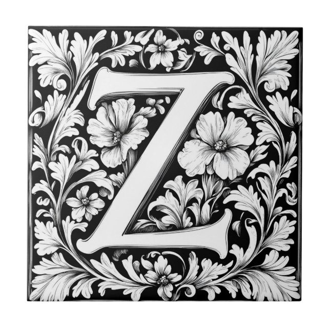 Azulejo De Cerâmica Letra iluminada medieval Z (Frente)