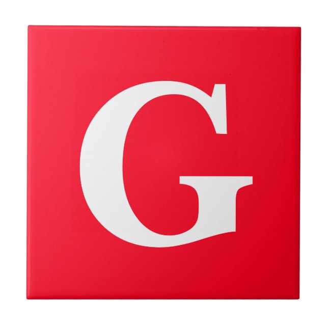 Azulejo De Cerâmica Letra inicial monograma branco branco simples (Frente)