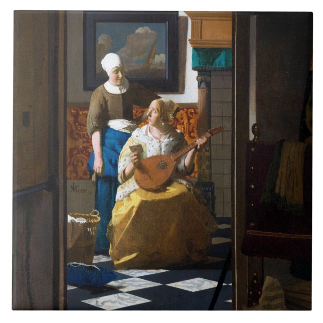 Azulejo De Cerâmica Letra Love, Johannes Vermeer (Frente)