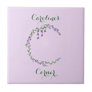 Azulejo De Cerâmica Letra Manuscrita C Flores Iniciais De Vinhas Monog