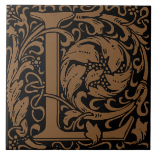 Azulejo De Cerâmica Letra Monogramada Art Nouveau de William Morris L