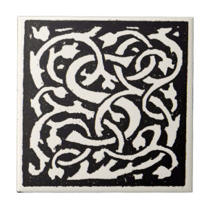 Azulejo De Cerâmica Letra S Art Nouveau Monograma Vintage