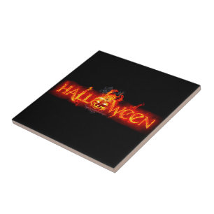 Azulejo De Cerâmica Letras ardentes maciças do SlipperyJoe no Hallowee