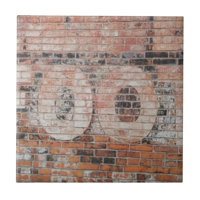 Azulejo De Cerâmica Letras de Sinalização fantasma desbotadas (Frente)