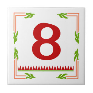 Azulejo De Cerâmica Letras e números vermelhos italianos