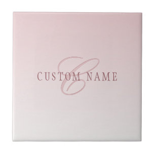 Azulejo De Cerâmica Letras Elegantes & Monograma Rose Ombre