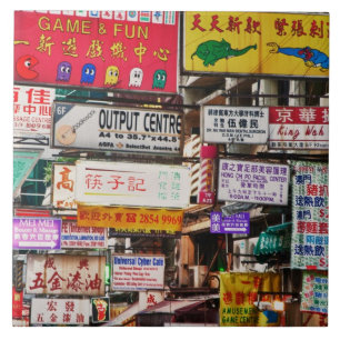 Azulejo De Cerâmica Letreiros de néon nas ruas de Hong Kong