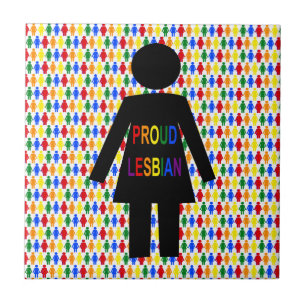 Azulejo De Cerâmica LGBTQ Silhouette Lésbica e Damas Arco-Íris