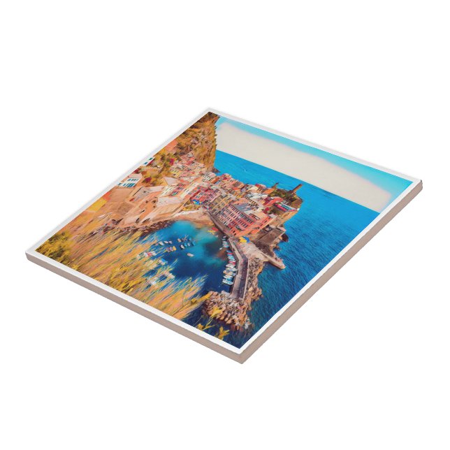 Azulejo De Cerâmica LGR036 VERNAZZA, Cinque Terre, Itália, (Lateral)