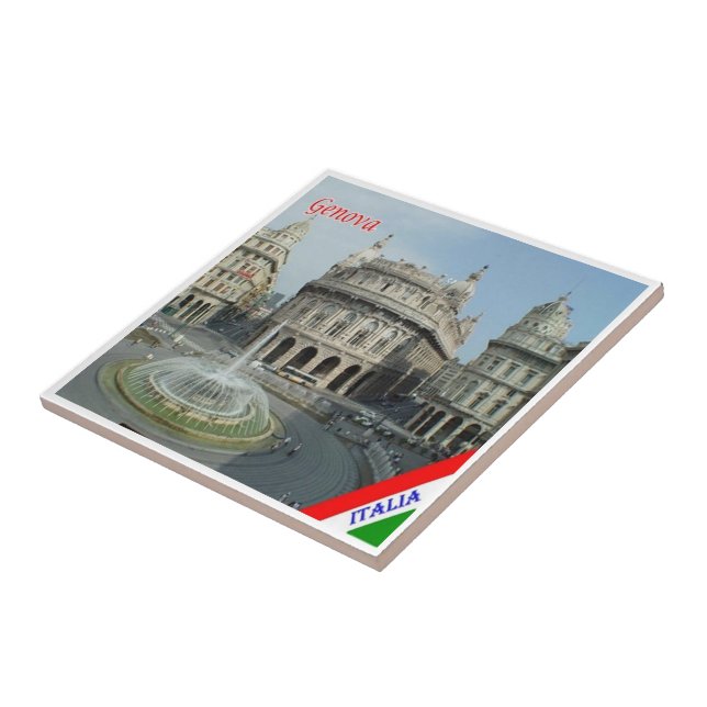 Azulejo De Cerâmica LGR157 GENOA View of Piazza De Ferrari, (Lateral)