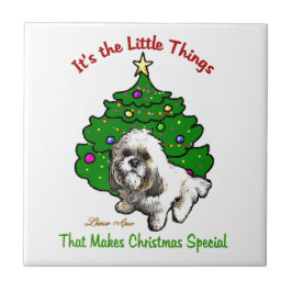 Azulejo De Cerâmica Lhasa Apso Christmas