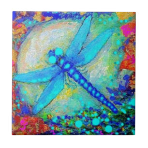Azulejo De Cerâmica Libélula azul impressionante por Sharles
