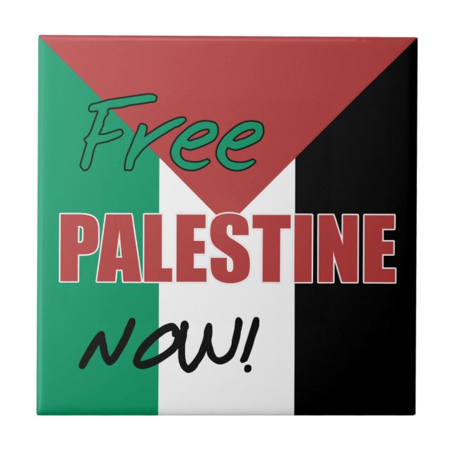 Azulejo De Cerâmica Liberdade da Palestina Agora Bandeira Palestina (Frente)