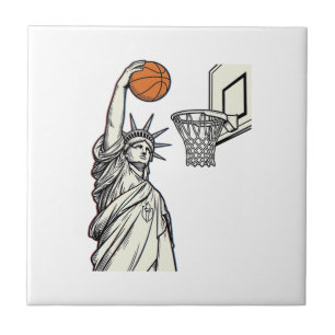 Azulejo De Cerâmica Liberty Basquete Enterrada Desenho de Gravura Vint