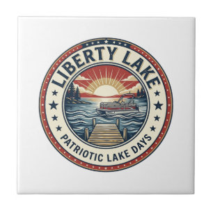 Azulejo De Cerâmica Liberty Lake Patriótico Lago da Vida Vintage Patri